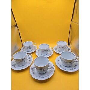 J. Haviland "BLUE GARLAND" Germany ~ Set of 6 ~ Coffee Cups & Saucers ~ 3 1/8"